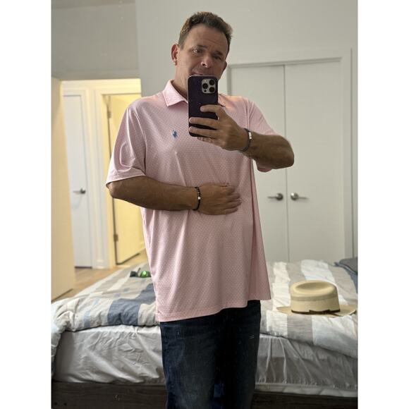 Ralph Lauren Men’s Polo Pink White Polka Dots Large - Picture 2 of 5